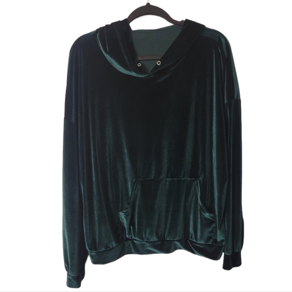 Velour Plus Size Hoodie Size 3XL Hunter Green